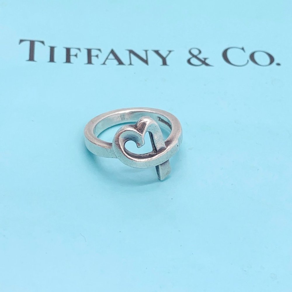 Authentic Tiffany & Co silver heart ring size 5.25